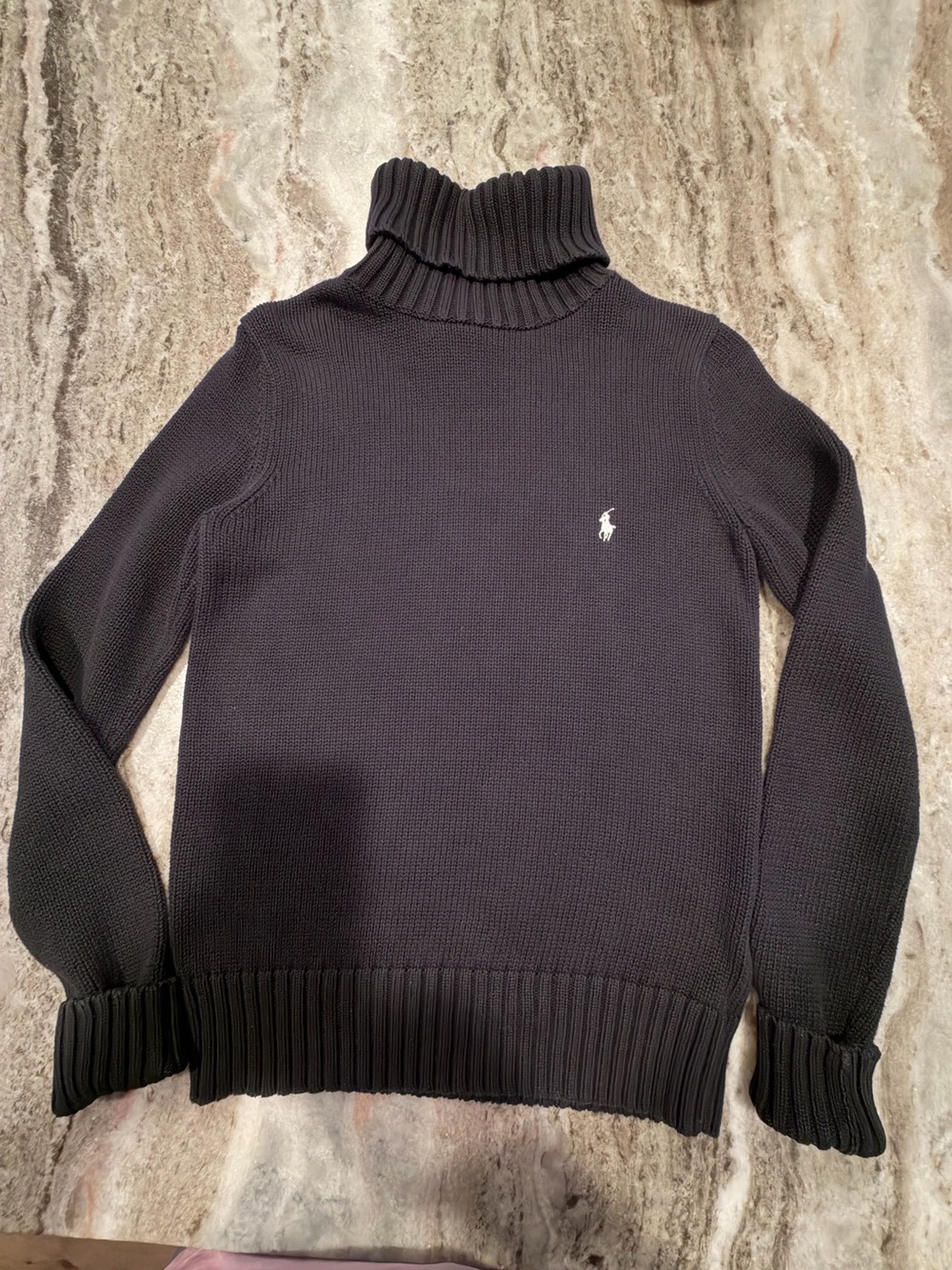 Ralph Lauren Sport Navy Cotton Turtleneck Sweater Size M (runs Small). Pony Logo